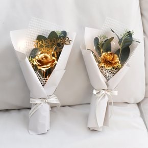 세피나 골드 플라워 꽃다발+LED전구+쇼핑백+메시지 토퍼+용돈 봉투