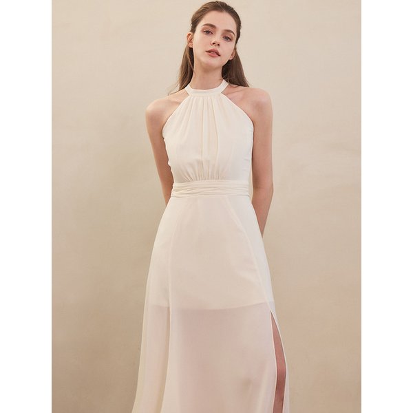 Isabel Halter-Neck One-piece (Ivory/Pink/Black)