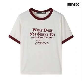 BNX 정상가:29,000원  프리 레터링 라인 배색 반팔 티셔츠 (BW2TS035L0)