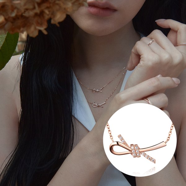 Love Knot 14K 큐빅 목걸이 SA24C21T