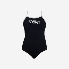 (W) 나이키 스윔 헤리티지 레트로 로고 레이서백 스윔수트 블랙 (W) Nike Swim Heritage Retro L