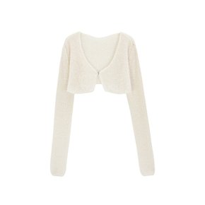 Long-sleeve cropped cardigan_cream peach