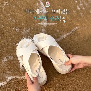 바닐라슈 이루즈 소프트X탑 백밴딩 아쿠아 통굽 샌들(4cm)