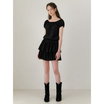 리엘 Chiffon frill skirt (black)