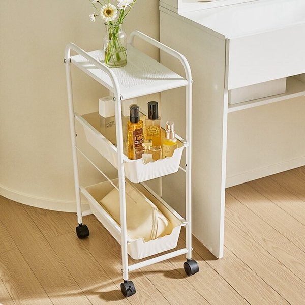 레보라 틈새수납 3단 이동식 트롤리