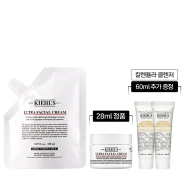 키엘 [8S] 울트라 훼이셜 크림 150ml 리필 파우치 세트 (+크림 28ml 정품 + 클렌저 60ml)