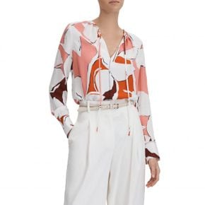 4624188 Reiss Tess Floral Tie Neck Woven Top