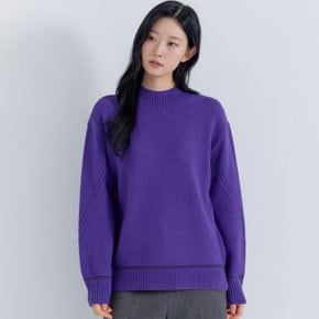 (2컬러) 날개사 배색 롱기장 반넥 니트 LCKTPB23