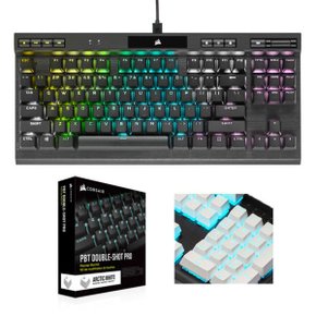 K70 RGB TKL 텐키리스 챔피온 기계식 키보드 저소음 적축 + 이중사출 한글 각인 키캡 (화이트)