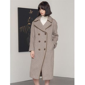 DOUBLE BREASTED WIDE COLLAL BEIGE COAT[A]