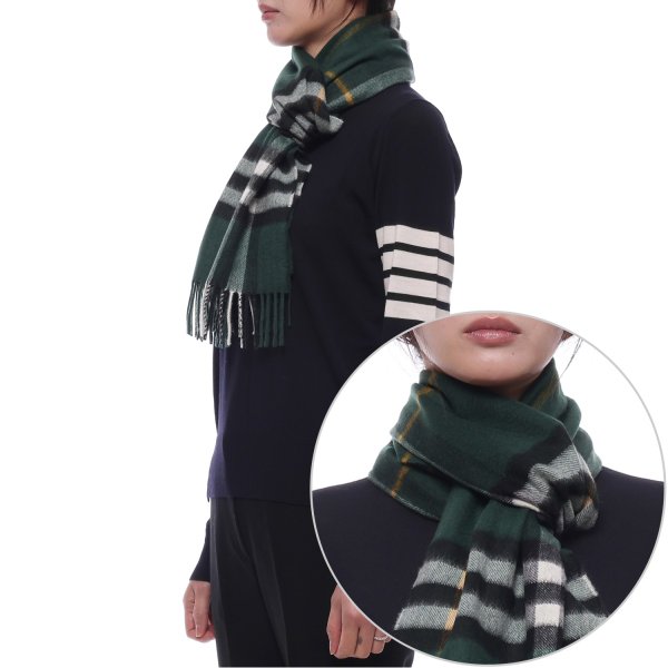 [부산점] 25FW 여성 체크 캐시미어 머플러 (8094653 DARK FERN GREEN W 25F)