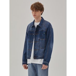 DENIM PAINTING RAGLAN SLEEVE JACKET INDIGO