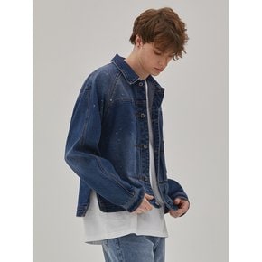 DENIM PAINTING RAGLAN SLEEVE JACKET INDIGO