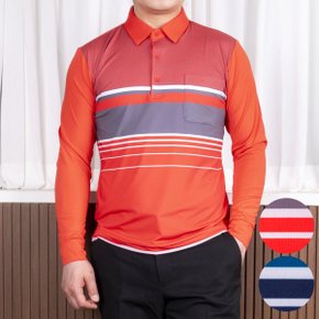 남성 간절기 스판 그라디언트 신사 긴팔 카라 티셔츠 한정수량세일 네이비레드/95~120 빅사이즈/기능성/