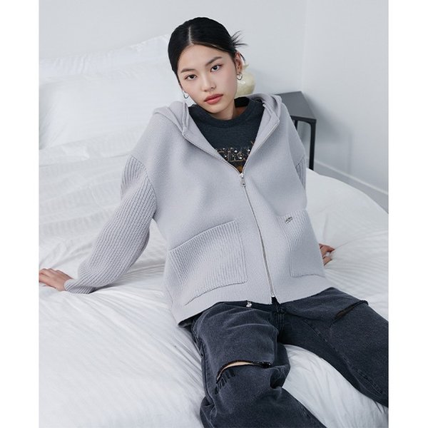 [시흥점] 여성 캐주얼 무드 집업 후드 니트 가디건 (ER1EK104)