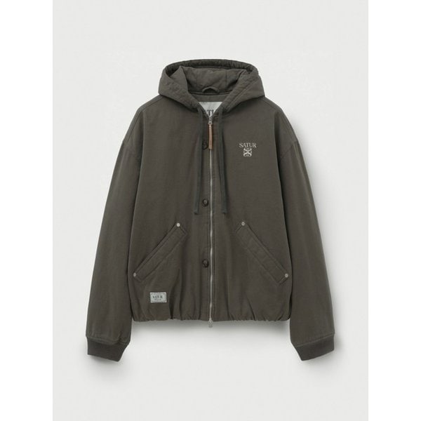 테오 패디드 후드 집업_차콜