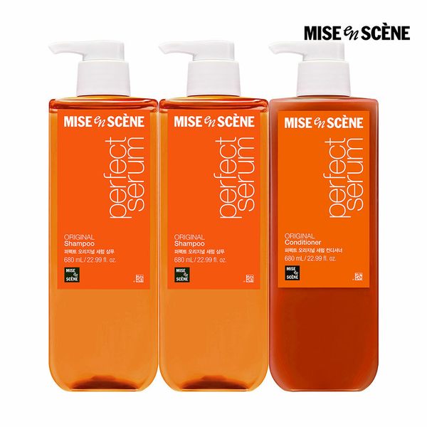 [신라쇼 ONLY]미쟝센 퍼펙트 오리지널 세럼 샴푸 680ml*2+컨디셔너 680ML