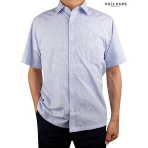 반소매  일반핏 블루 체크 남성 캐주얼 남방셔츠_P361926255