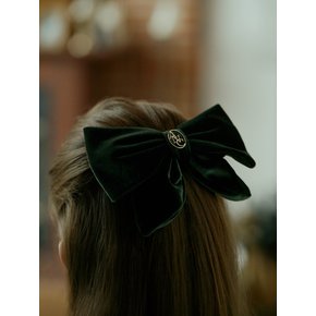 ANC SATIN VELVET RIBBON HAIR PIN_KHAKI