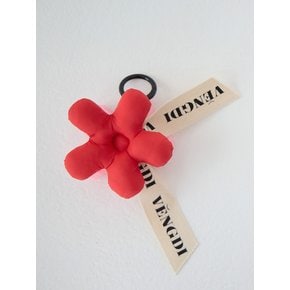 Padded Flower Keyring_Red