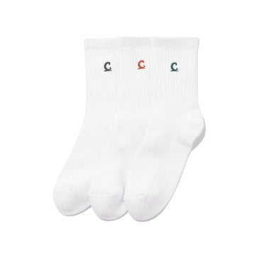커버낫 [3PACK] 심볼 로고 화이트 삭스 멀티 CO2506TC11MT