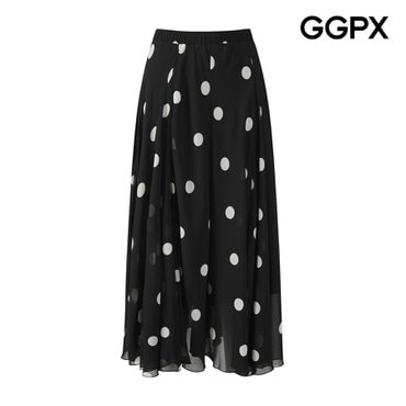 GGPX 빅 도트 쉬폰 롱 스커트 (GP8SK006F)