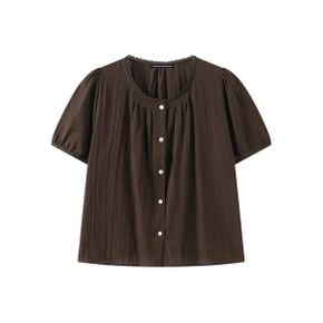 레이스넥 셔링 루즈핏 반팔 블라우스 EC2BA068D_P428207588