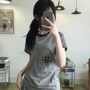 별 스타 패치 자수 데일리 나그랑 반팔 티셔츠3color