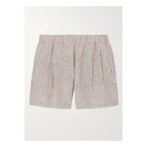 브루넬로쿠치넬리 스트라이프 리넨 쇼츠 오프 화이트 46376663162854302