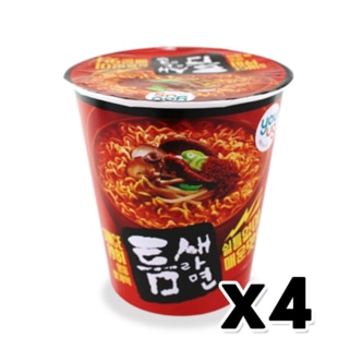  틈새라면 빨계떡컵 매운맛 소컵 작은컵 65g x 4개