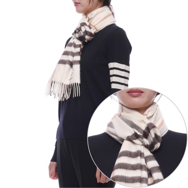 [부산점] 25FW 여성 체크 캐시미어 머플러 (8112634 PEBBLE WHITE W 25F)