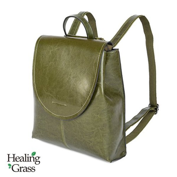 [여주점] [선물증정][무료반품] 소가죽 심플 라운드 여성 백팩 (그린) HGSS2801GR