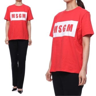 MSGM [엠에스지엠] 21SS 여성 박스 로고 반팔 티셔츠 (3041MDM95_217298_19_21S)