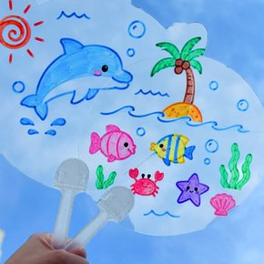 투명부채 만들기 5인용 DIY 키트 방수아크릴마카펜 12색세트