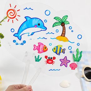 투명부채 만들기 5인용 DIY 키트 방수아크릴마카펜 12색세트