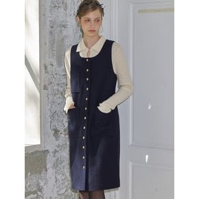 BUTTON WOOL LONG DRESS(NV)