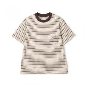 숏 슬리브 포켓 티셔츠 스트라이프 D DTC0198 TCB BEIGE X BROWN MULTI