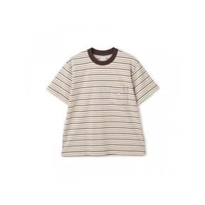 숏 슬리브 포켓 티셔츠 스트라이프 D DTC0198 TCB BEIGE X BROWN MULTI