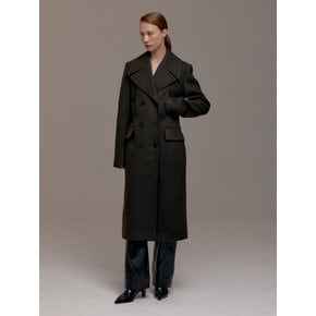 CASHMERE BIG COLLAR LONG COAT (DARK BROWN)