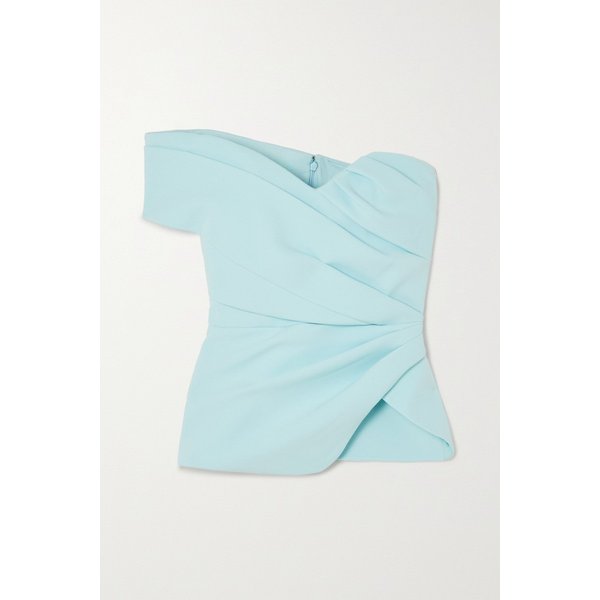 사피야 졸리 비대칭 주름 스트레치 크레이프 탑 라이트 블루 1647597302393037