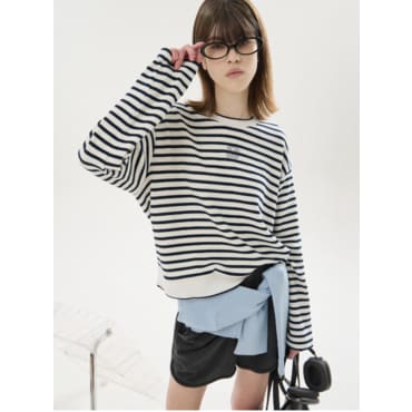 ZOOC 스트라이프 로고 자수 티셔츠_Z251MSM009