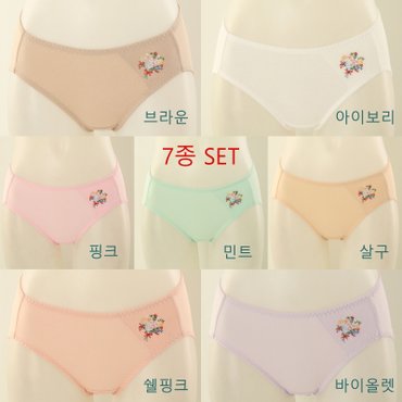 비너스 순면100 데일리 꽃다발 자수 요일팬티 7매SET (VPT6947 SET)