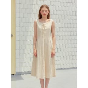 EYELET DETAIL SLEEVELESS MIDI ONEPIECE_BEIGE