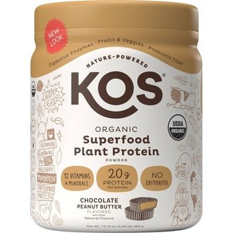 보드엠 KOS 유기농 비건 식물성 단백질 파우더 - 초콜릿 땅콩 버터 - 13.75oz, 코스 건강식품