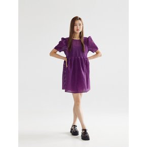 CHECK VOLUME MINI DRESS - DEEP PURPLE