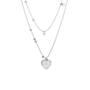 heart spill layer necklace-silver
