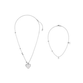 heart spill layer necklace-silver