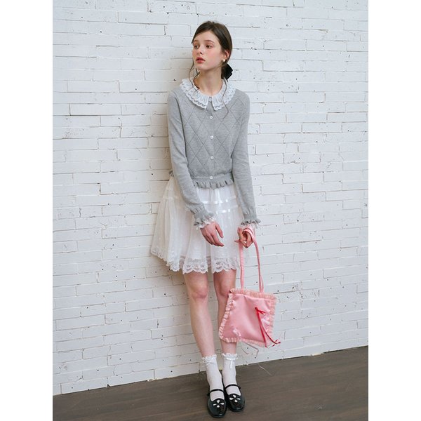 Cest_Lace flower button cardigan