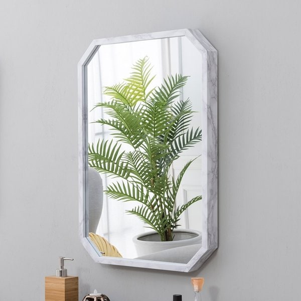 화이트 침실 화장대 팔각거울