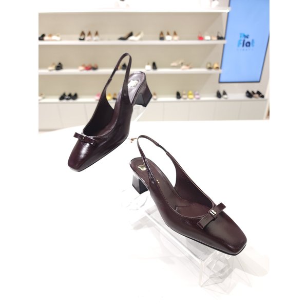 [부산점] [바바라] 스퀘어 토 5cm 리본 슬링백 힐 BBH701